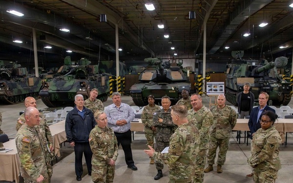 Lt. Gen. Michelle K. Donahue, U.S. Army Deputy Chief of Staff, G-4, tours Army Prepositioned Stock-4 (APS-4) at Camp Carroll, Republic of Korea, April 17.