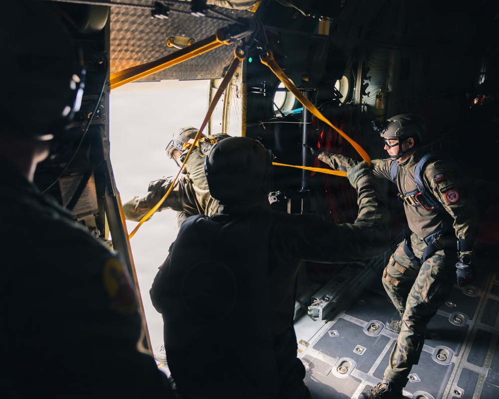 Polish Allies jump from a 139th Airlift Wing C-130H Hercules
