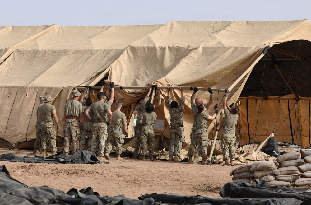 US Soldiers establish a theater operations center during African Lion 26
