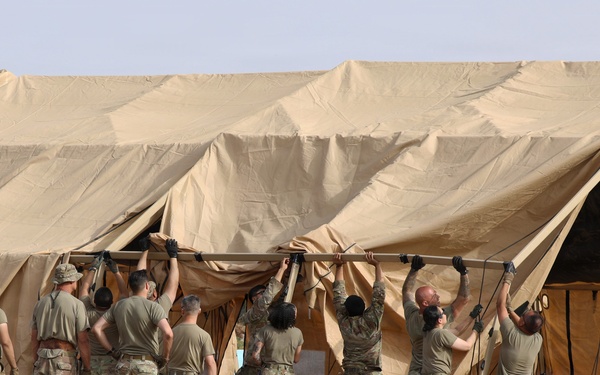 US Soldiers establish a theater operations center during African Lion 26