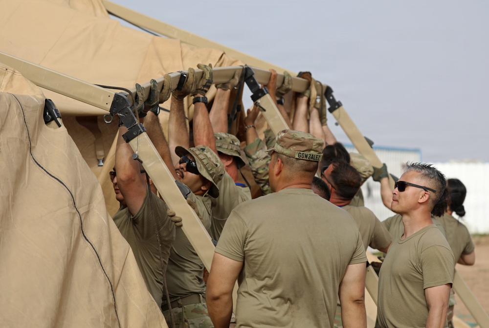 US Soldiers establish a theater operations center during African Lion 26