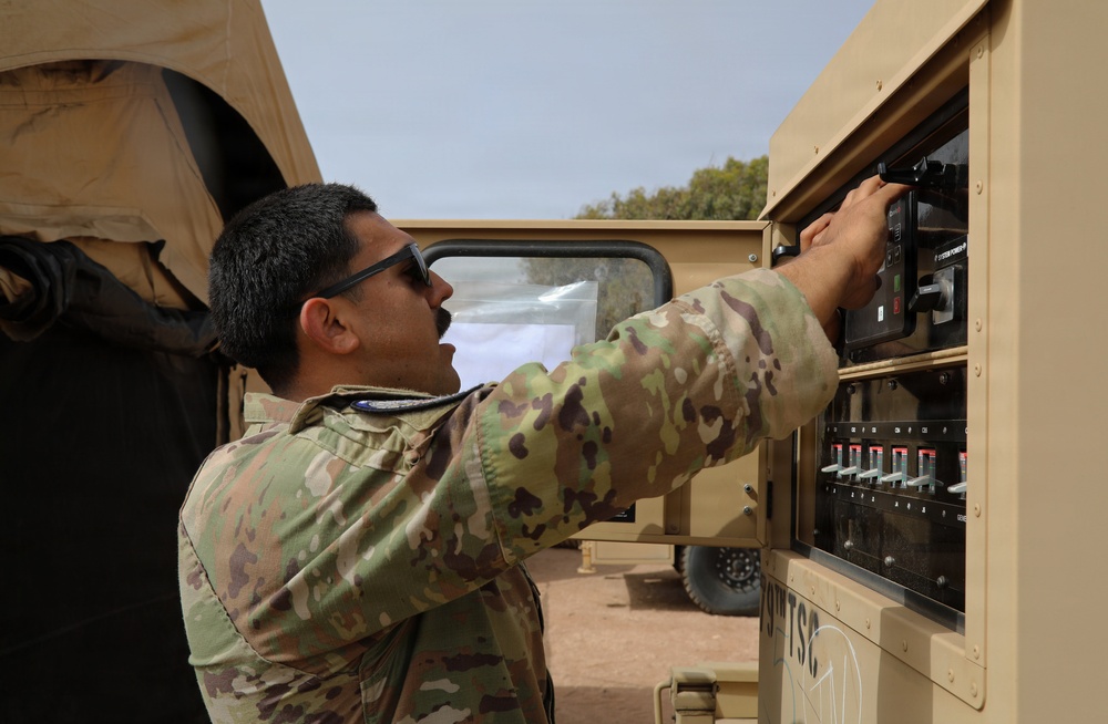US Soldiers establish a theater operations center during African Lion 26