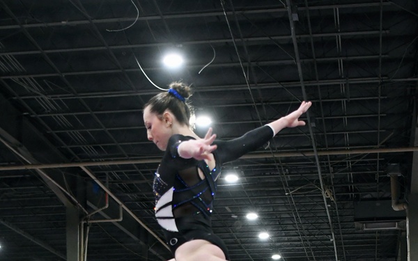 DoWEA Lejeune High School junior during a gymnastics competition
