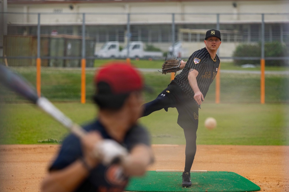 MAG-36 Marines compete with local university students in baseball