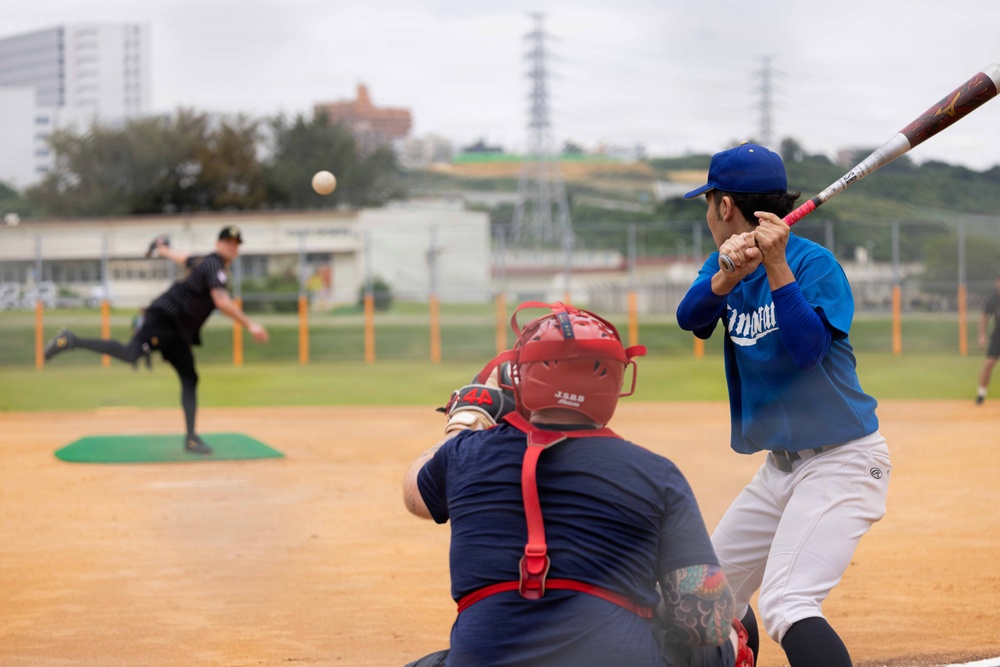 MAG-36 Marines compete with local university students in baseball