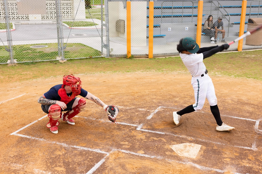 MAG-36 Marines compete with local university students in baseball