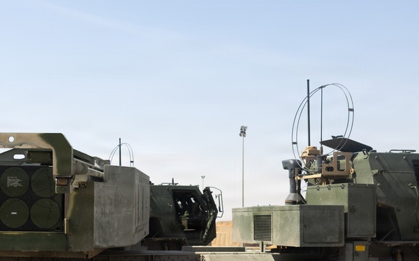 U.S. Marines with Echo 2/10 clean M142 HIMARS