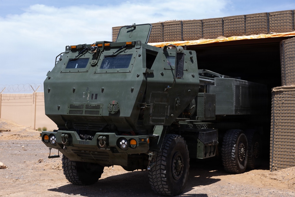 U.S. Marines with Echo 2/10 clean M142 HIMARS