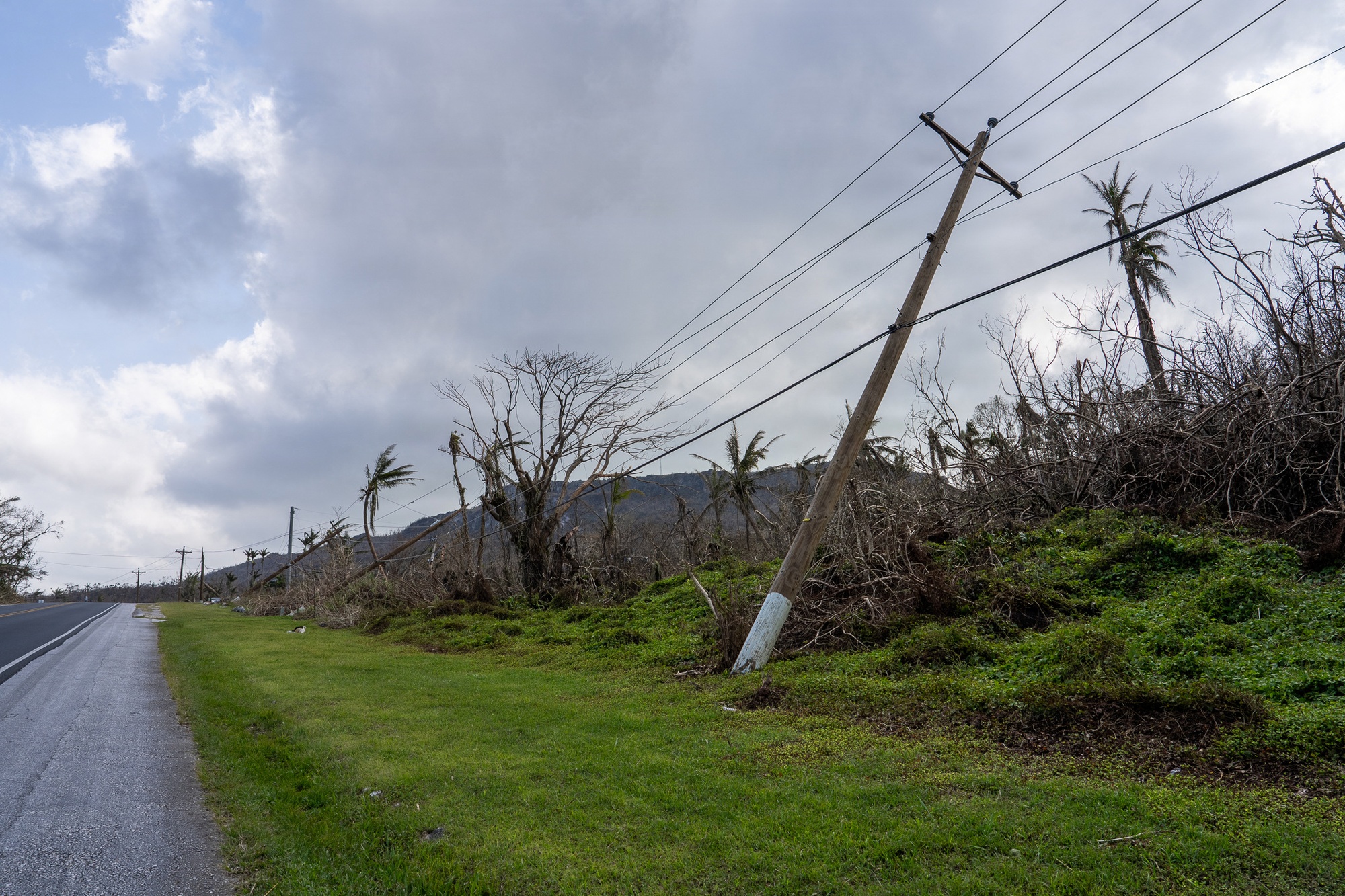 Widespread damage and debris from Super Typhoon Sinlaku on Saipan, CNMI, April 20, 2026. Photo by Dominick Del Vecchio, DVIDS (public domain).