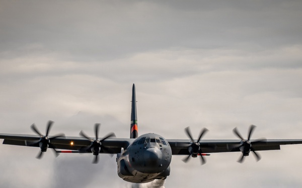 C-130 Sprays Water Over Sacramento Wilderness