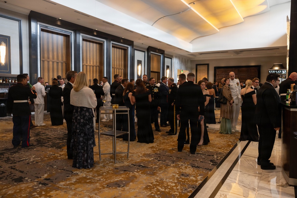 U.S. service members attend a Fleet Week Houston Ball