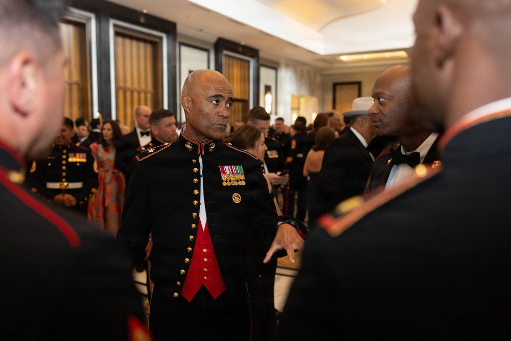 U.S. service members attend a Fleet Week Houston Ball
