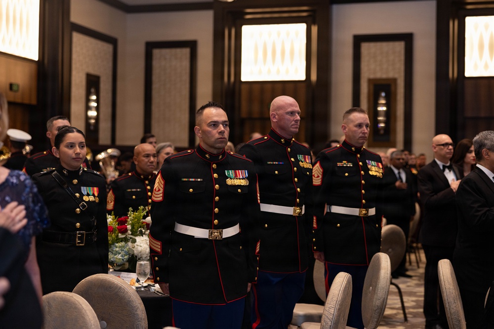 U.S. service members attend a Fleet Week Houston Ball