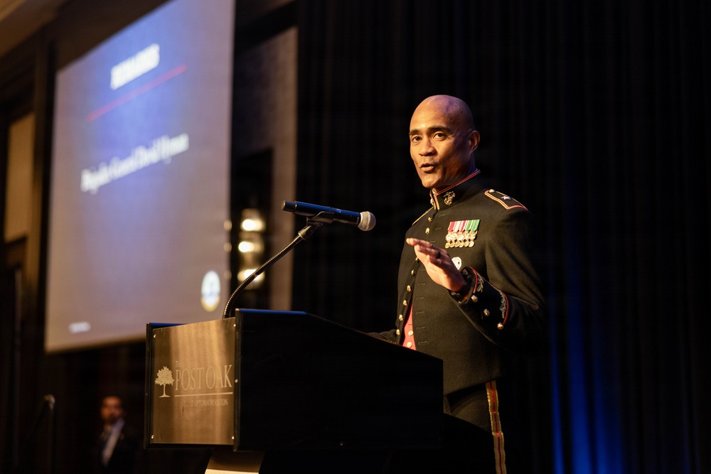 U.S. service members attend a Fleet Week Houston Ball