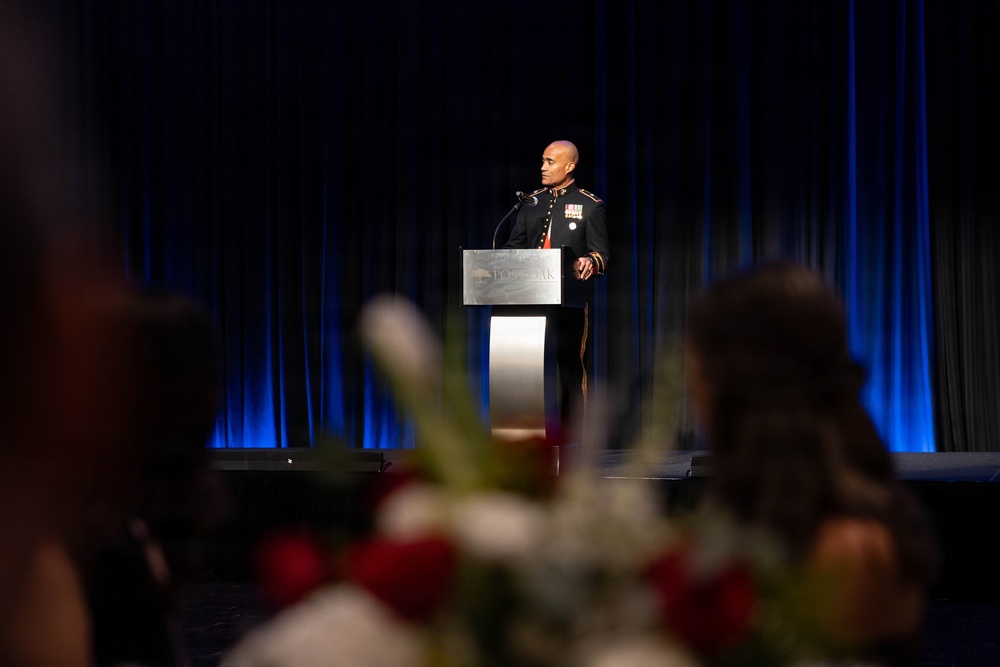 U.S. service members attend a Fleet Week Houston Ball