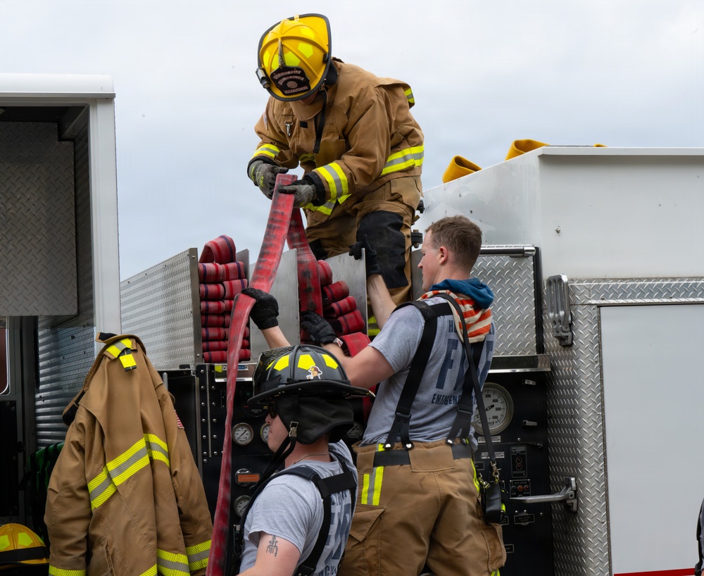 Under pressure: Firefighters undergo live-fire evaluations