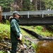 Fisheries biologist monitors karst stream on the Tongass