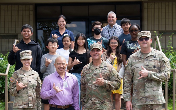 U.S. Army Soldiers engage with students at Mililani Middle School
