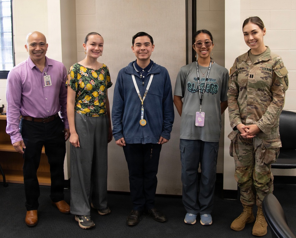 25th Combat Aviation Brigade leaders engage with students at Mililani Middle School.