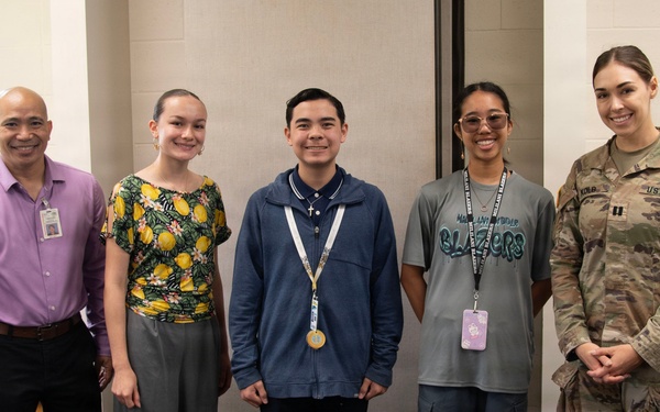 25th Combat Aviation Brigade leaders engage with students at Mililani Middle School.