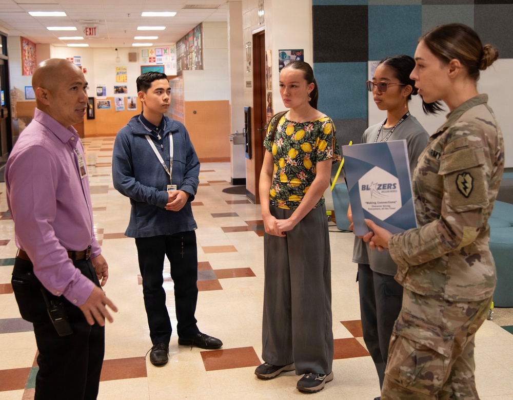 25th Combat Aviation Brigade leaders engage with students at Mililani Middle School