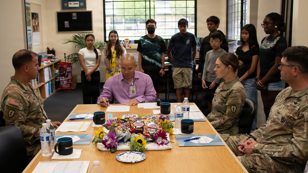 25th Combat Aviation Brigade leaders engage with students at Mililani Middle School