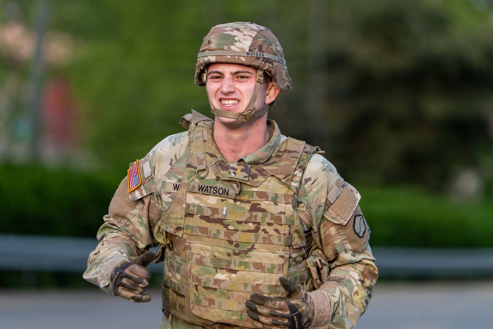 U. S. Army Materiel Support Command – Korea E3B Academy participants tackle a rigorous Expert Physical Fitness Assessment on April 21.