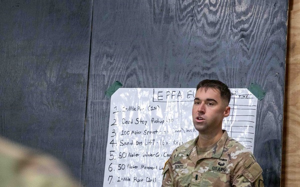 U. S. Army Materiel Support Command – Korea E3B Academy participants tackle a rigorous Expert Physical Fitness Assessment on April 21.