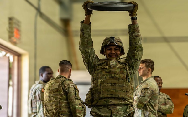 U. S. Army Materiel Support Command – Korea E3B Academy participants tackle a rigorous Expert Physical Fitness Assessment on April 21.