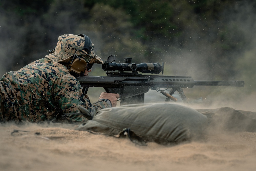 U.S. Marines Participate in a Sniper Range on Rodriguez Live Fire Complex