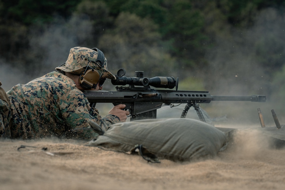 U.S. Marines Participate in a Sniper Range on Rodriguez Live Fire Complex