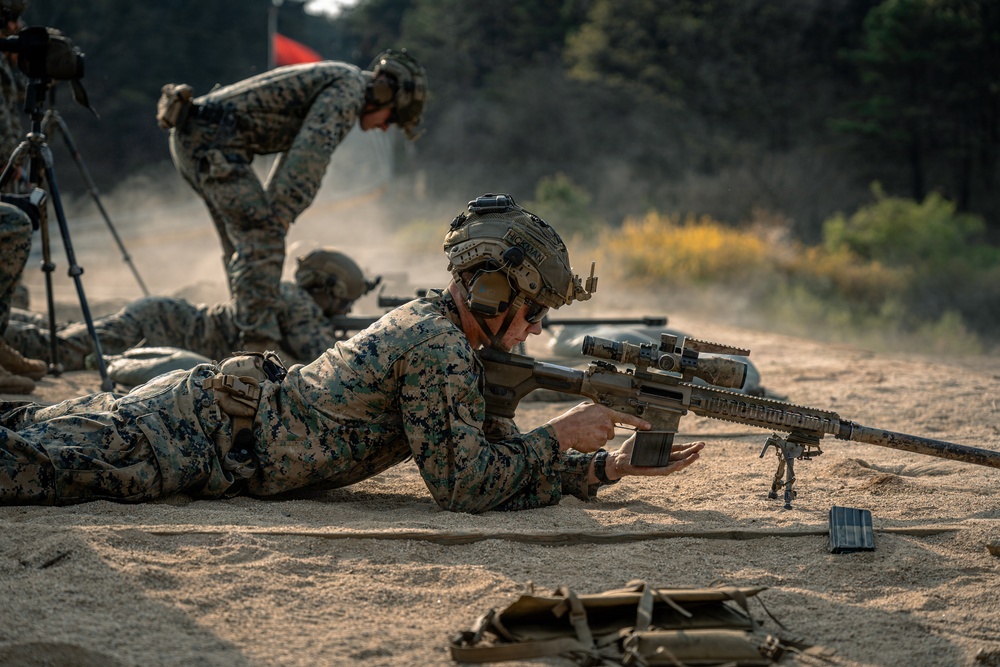 U.S. Marines Participate in a Sniper Range on Rodriguez Live Fire Complex