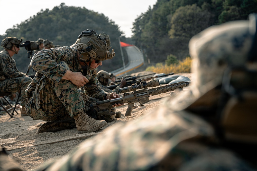 U.S. Marines Participate in a Sniper Range on Rodriguez Live Fire Complex