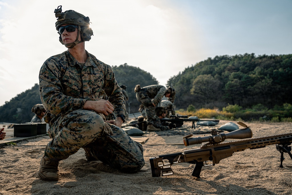U.S. Marines Participate in a Sniper Range on Rodriguez Live Fire Complex
