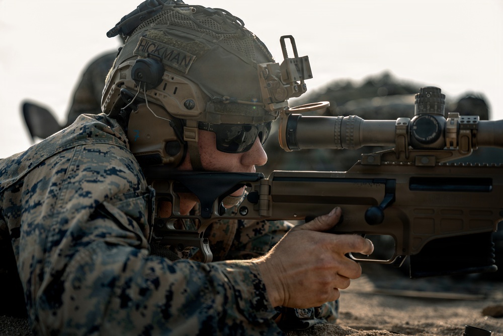 U.S. Marines Participate in a Sniper Range on Rodriguez Live Fire Complex