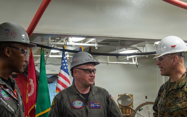 Rear Adm. Carey Cash Visits USS Ronald Reagan (CVN 76)