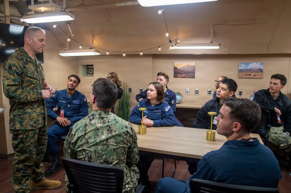 Rear Adm. Carey Cash Visits USS Ronald Reagan (CVN 76)