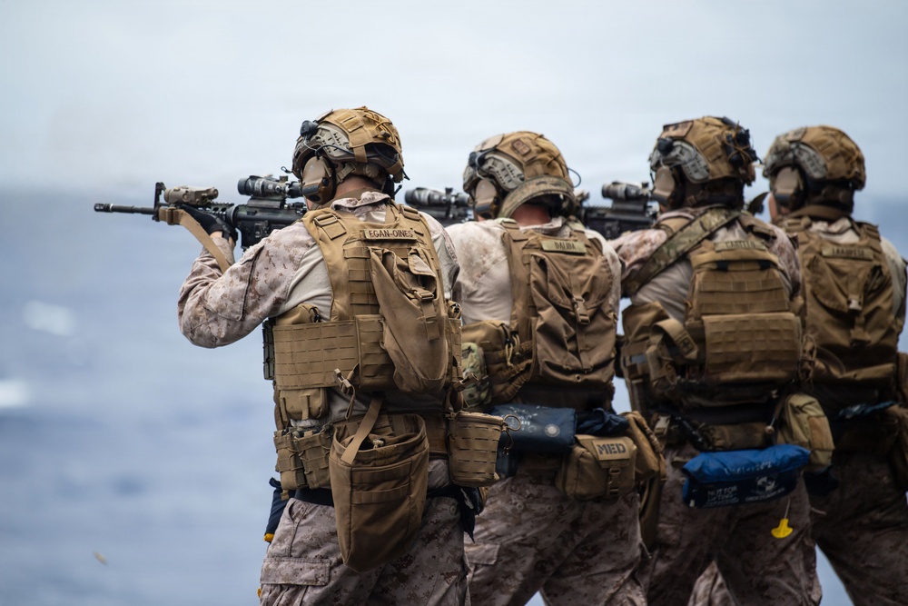 11th MEU Marines Conduct Marksmanship Training Aboard USS Boxer