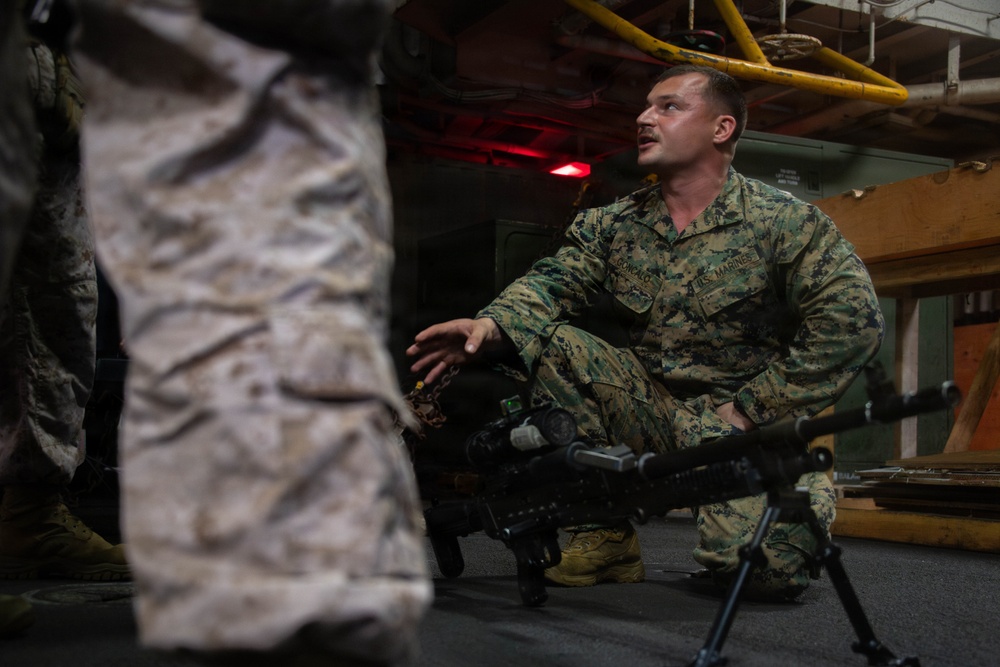 U.S. Marines Conduct Weapons Familiarization, Aircraft Maintenance Aboard USS Boxer