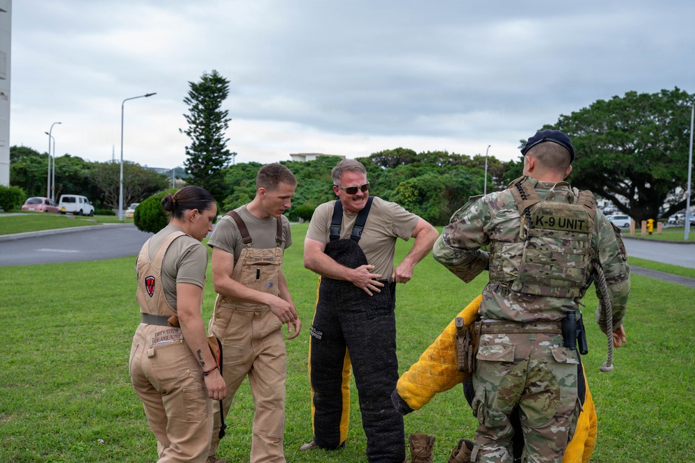 18th Wing command chief trains with military working dog teams