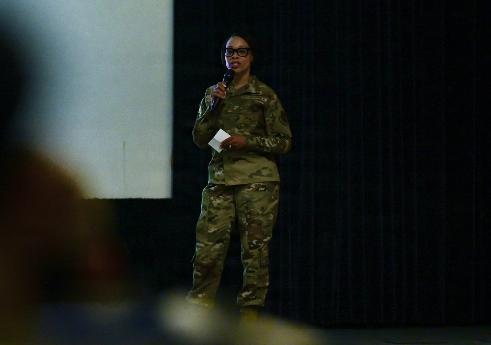 31st Fighter Wing leadership highlights accomplishments during all-call briefing