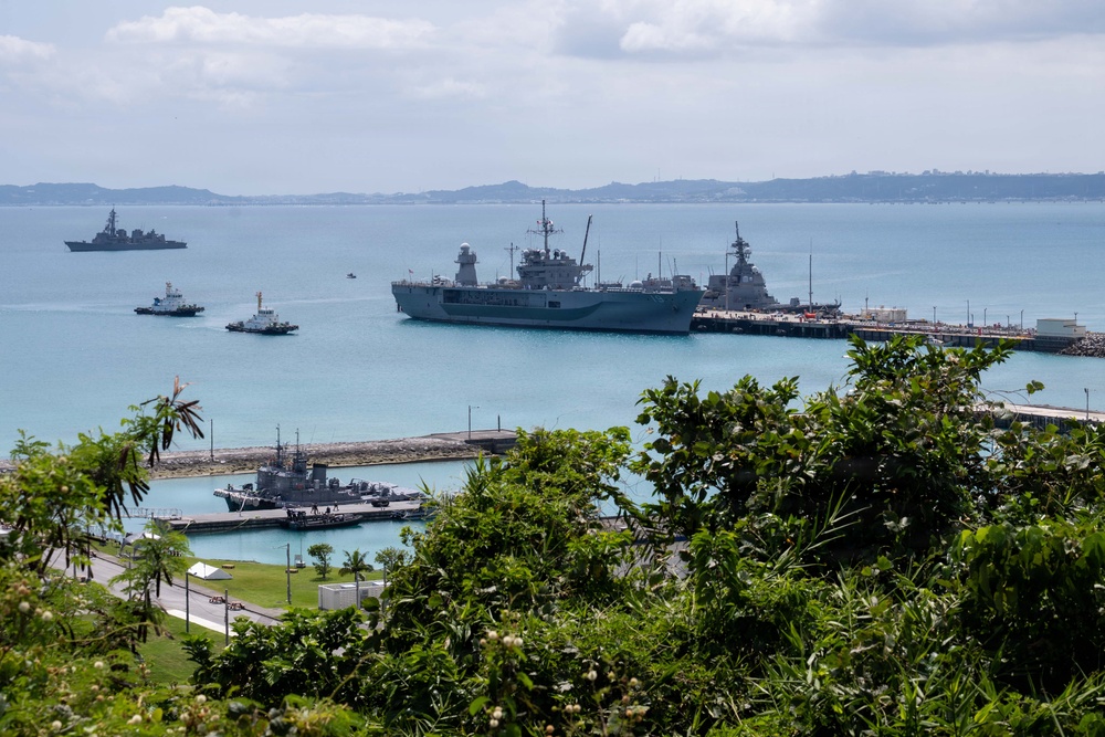 USS Blue Ridge Departs White Beach, Okinawa