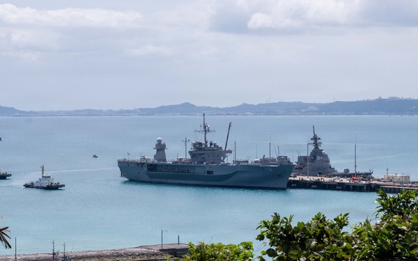 USS Blue Ridge Departs White Beach, Okinawa