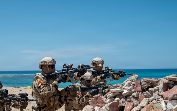 Multinational forces assault shoreline objective during Flintlock 2026