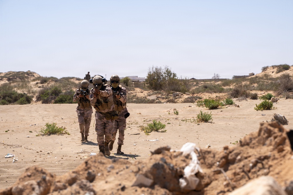 Multinational forces assault shoreline objective during Flintlock 2026