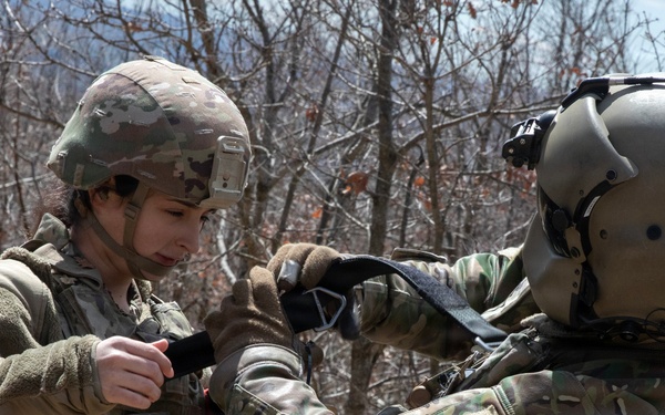 KFOR units synchronize efforts during medevac hoist training