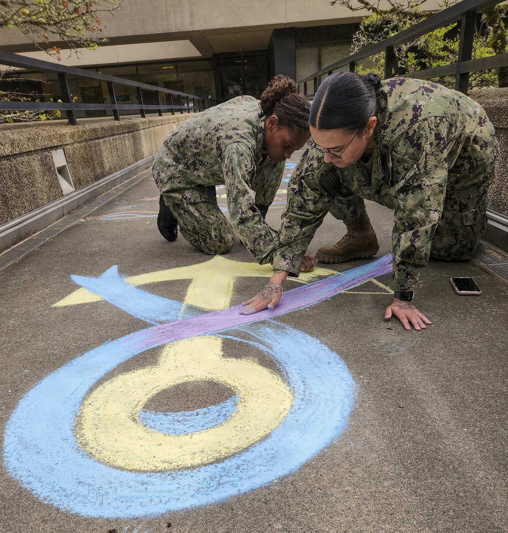 Drawing a line: NMRTC Bremerton highlights SAAPM with sidewalk art