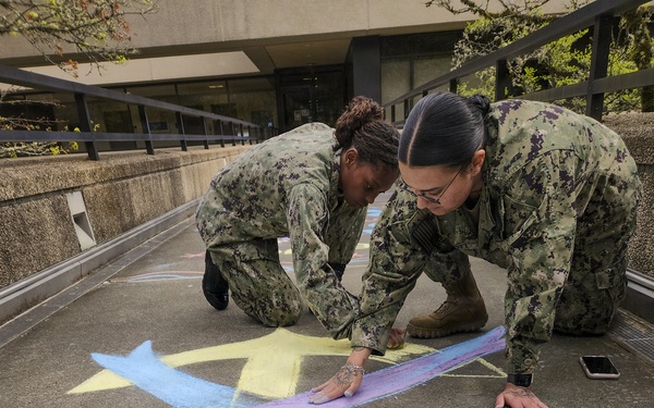 Drawing a line: NMRTC Bremerton highlights SAAPM with sidewalk art