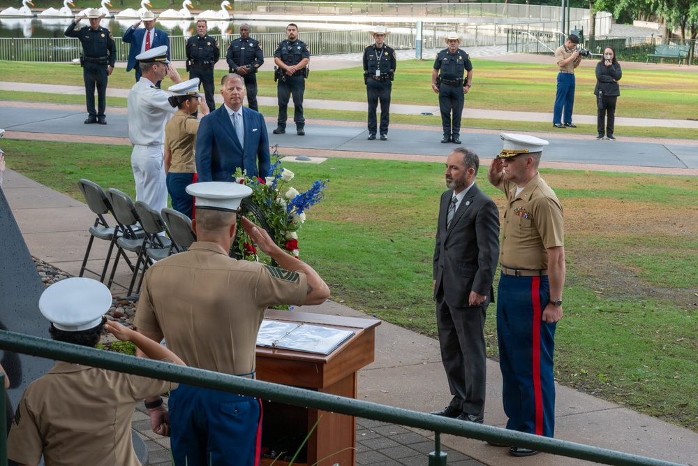 Wreath Laying at the Woodlands Monument