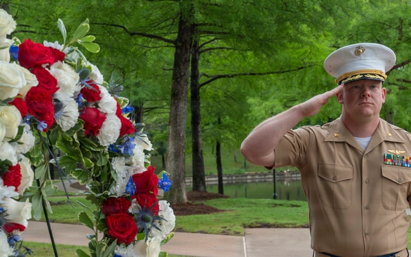 Wreath Laying at the Woodlands Monument